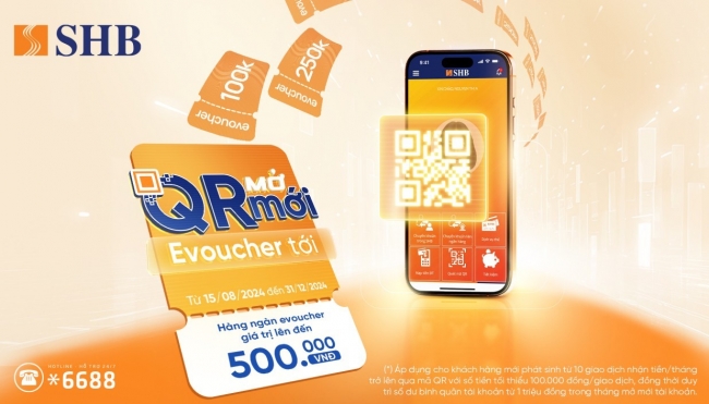 Nhận ngay E-voucher trị giá tới 500.000 VNĐ khi nhận tiền qua QRCode SHB