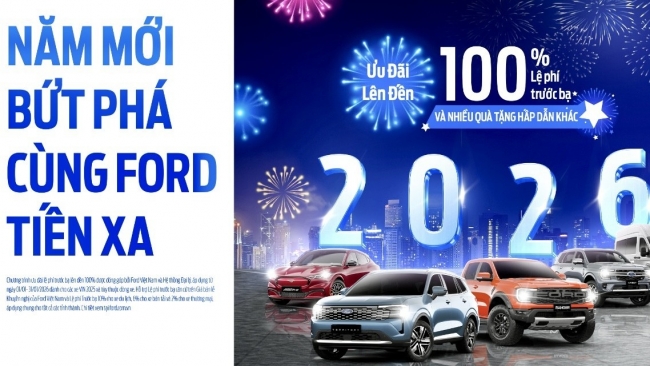 Ford Việt Nam ưu đãi lên đến 100% lệ phí trước bạ trong tháng 1/2026